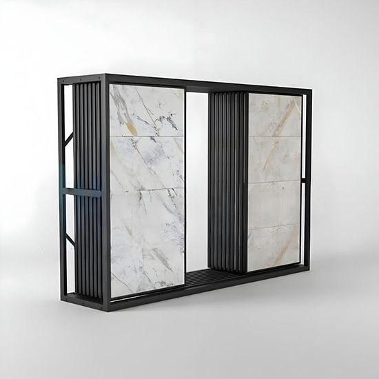 Double-sided sliding door tile display rack